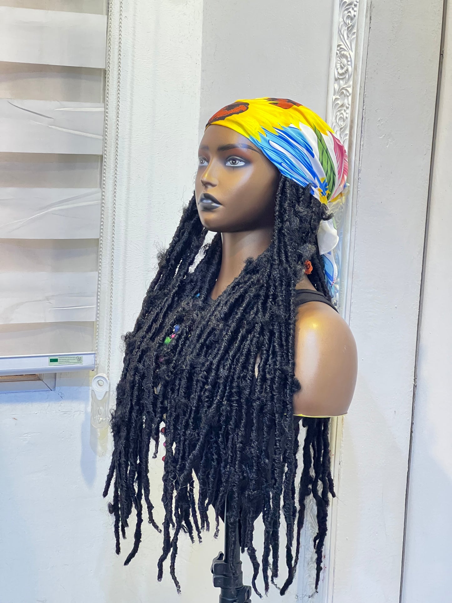 Black butterfly Locs on scarf