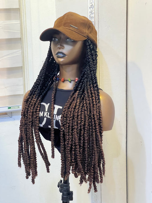 Brown face cap on brown ombré fluffy