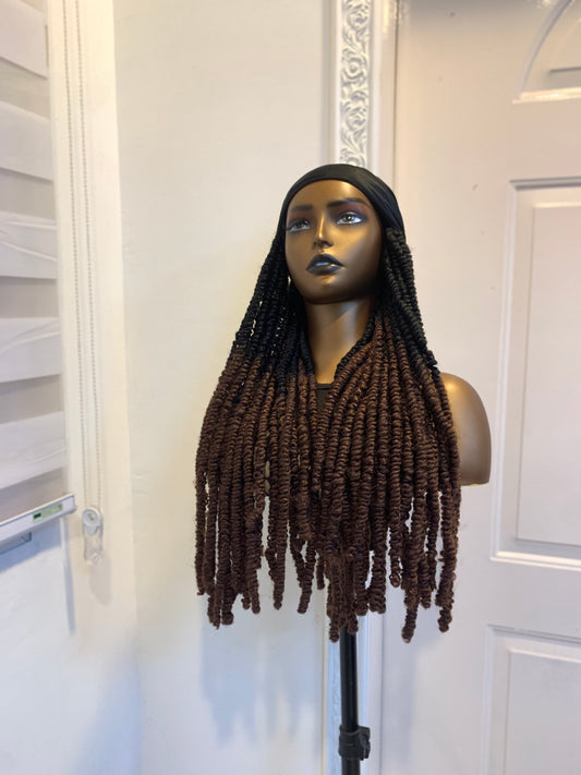 Brown&Black fluffy LOCS on plain black scarf