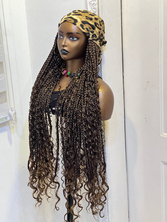 Dark brown boho on leopard skin scarf