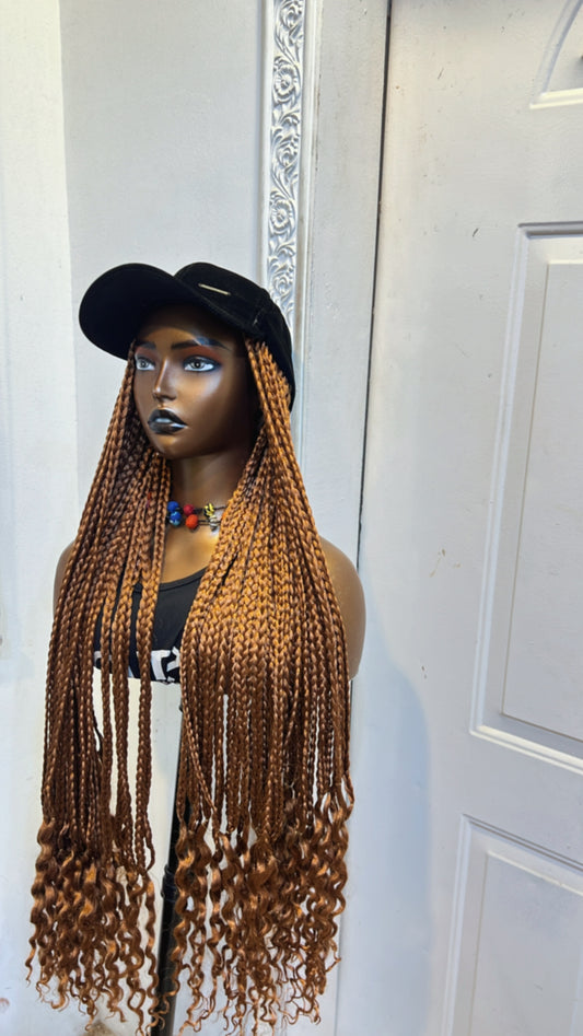 Black face cap on brown braids