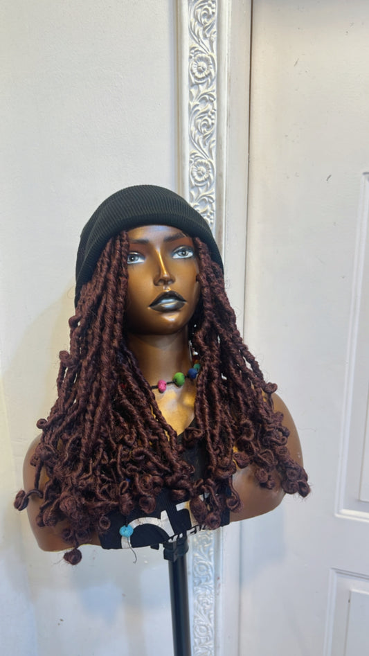 Burgundy minimalist Beanie wig