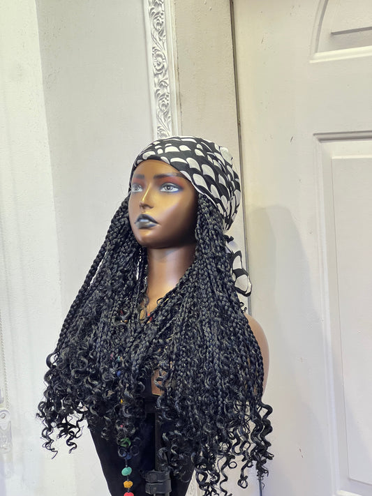 Medium black boho on B&W scarf