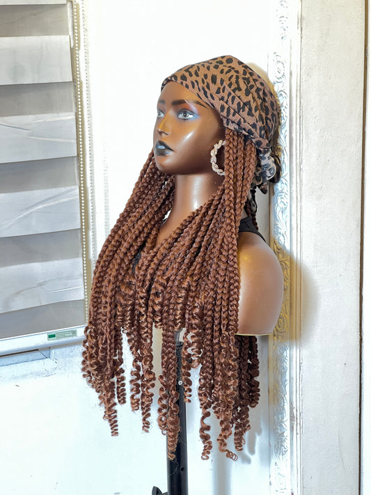 Brown boss chic braids on scarf