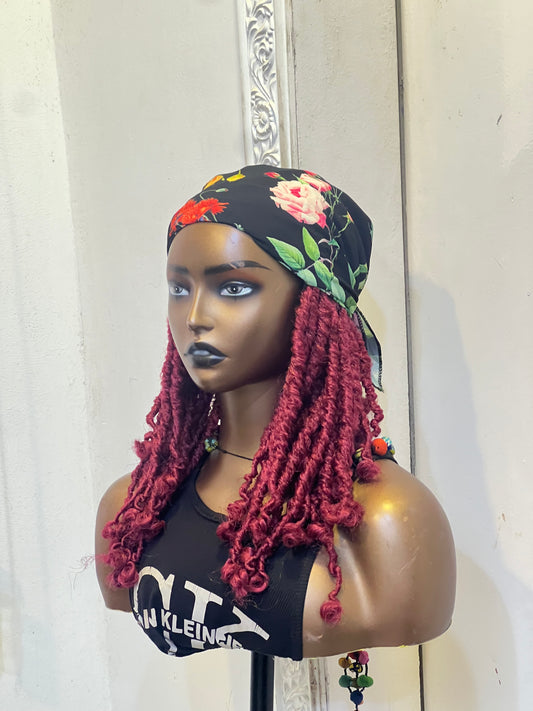 Maroon minimalist scarf wig