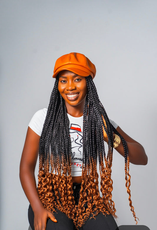 Brown premium hat in two tone braids