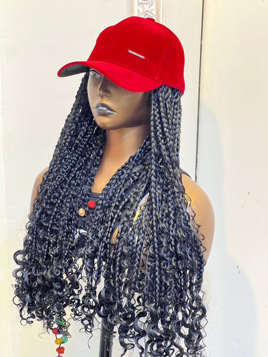 Medium boho on red face cap