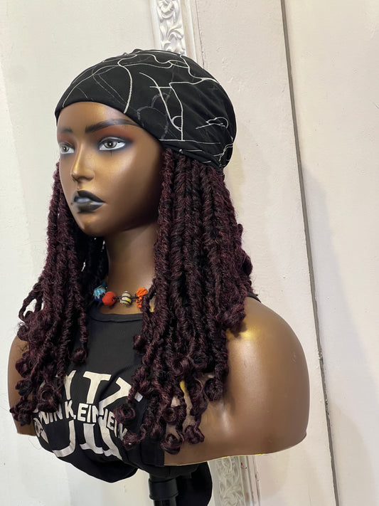 Burgundy Scarf wig