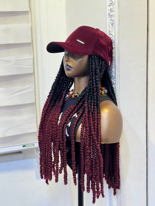 Wine cap on wine ombré fluffy locs