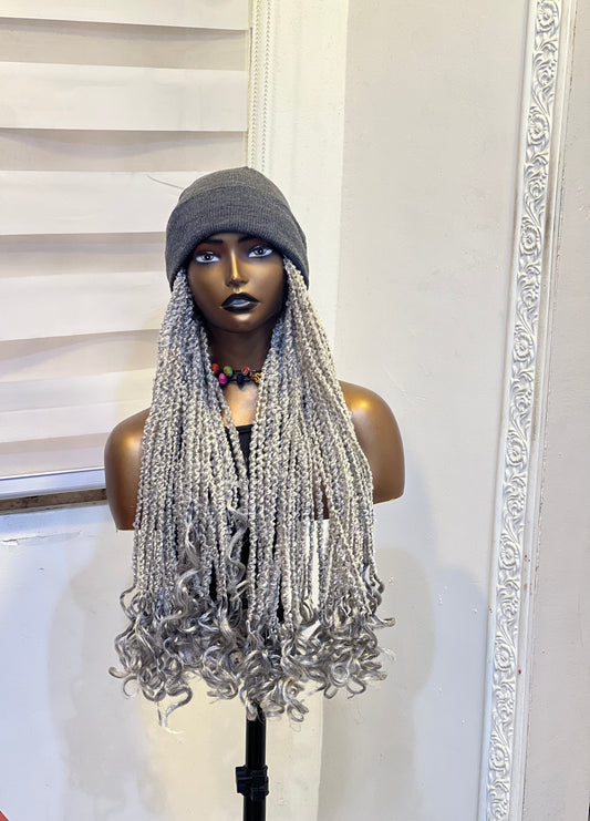 Grey dreads on Grey beanie