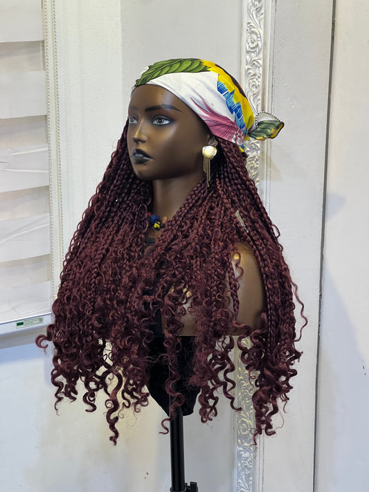 Burgundy medium boho on yellow scarf