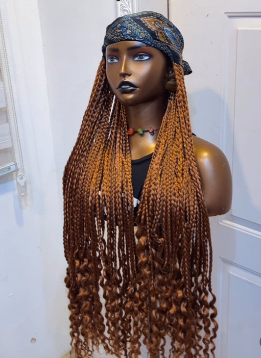 Brown braids on scarf