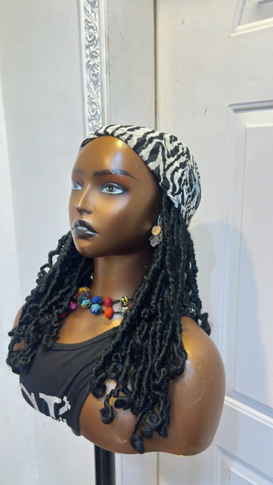 Black minimalist scarf wig