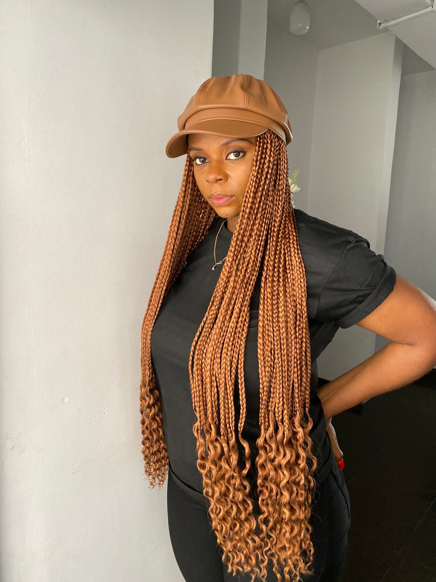 Brown premium hat in brown braids