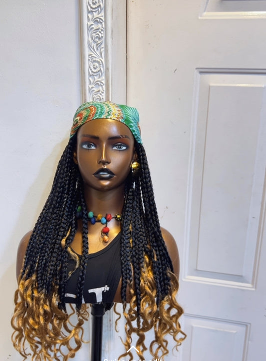 Short two tone wig scarf